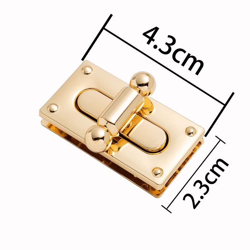Rectangle Twist Press Lock Bag Hardware Light Gold 1/10 Pcs 